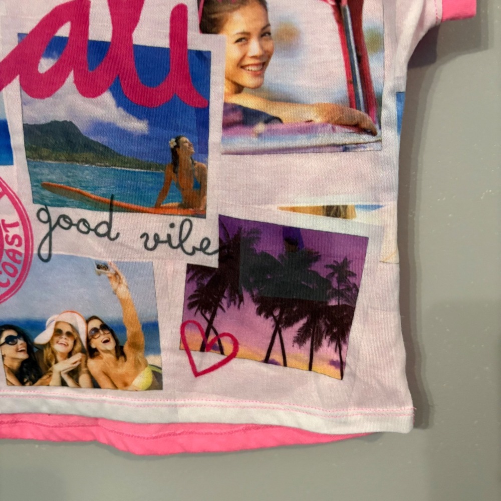 Route 66 Cali Good Vibes Graphic T Shirt Pink Beach (Girls Large 10/12) - Picture 3 of 8
